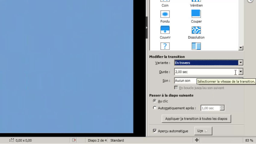 Libre office Impress apprendre à programmer des interactions et effets